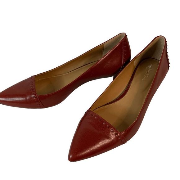 Calvin Klein Womens size 7 Oxblood Brown Leather 2" kitten heel Pointed toe shoe - Picture 4 of 14